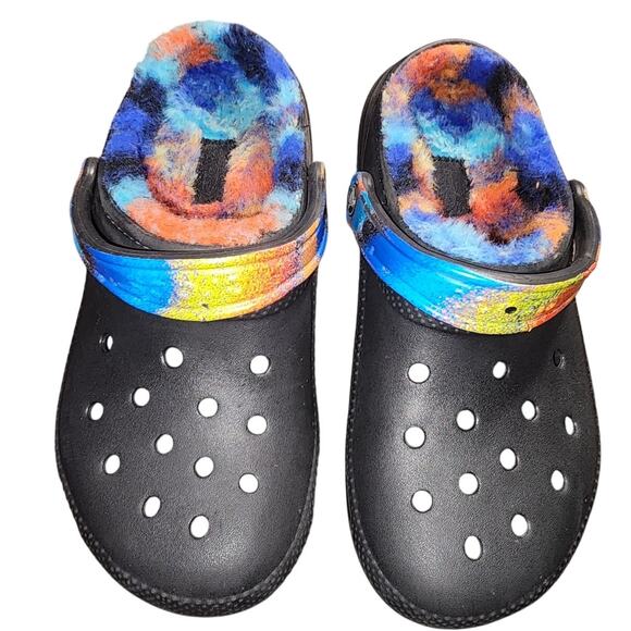 Crocs Classic Lined Spray Dye Rainbow Slip On Clog M6 W7 - Picture 1 of 7